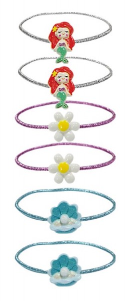 I-D17.1 H001-011-Mermaid Kids Hair Elastics Set 6pcs