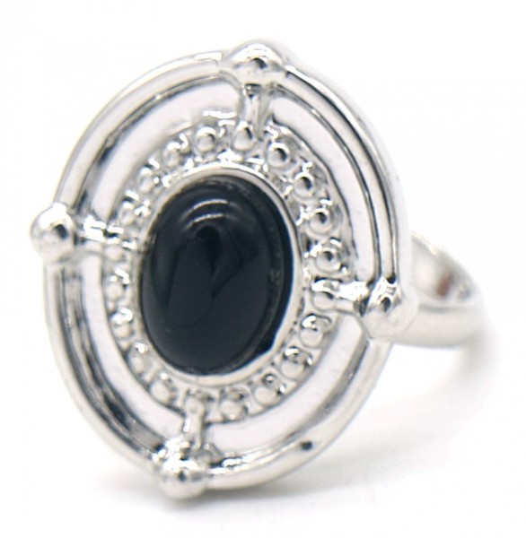 A-E4.3 R532-001S Adjustable Ring with Black Stone Silver