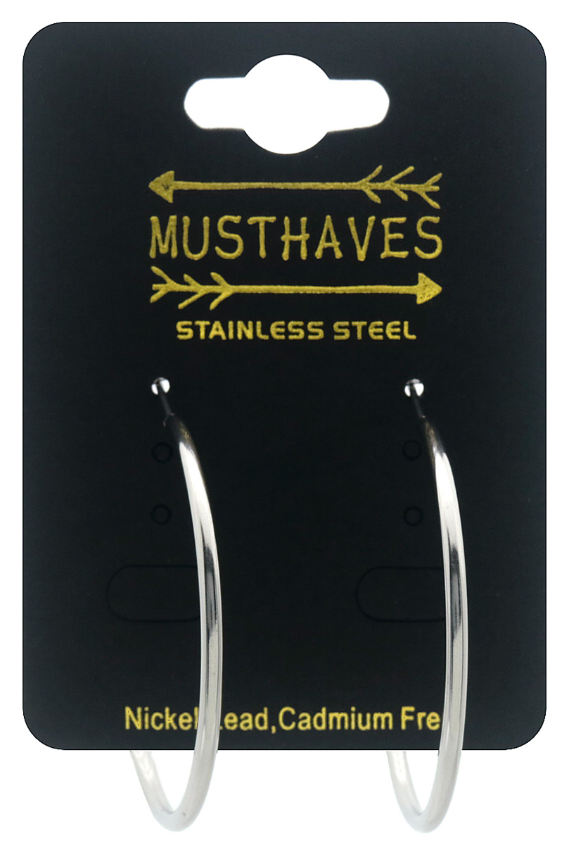 B-F19.2  E926-007S S. Steel Earrings Creoles 35mm