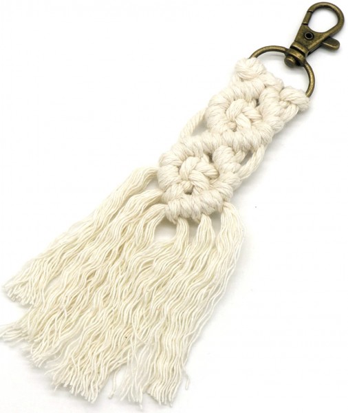 E-F15.1 KY042-001 Keychain Woven Rope 13cm Beige