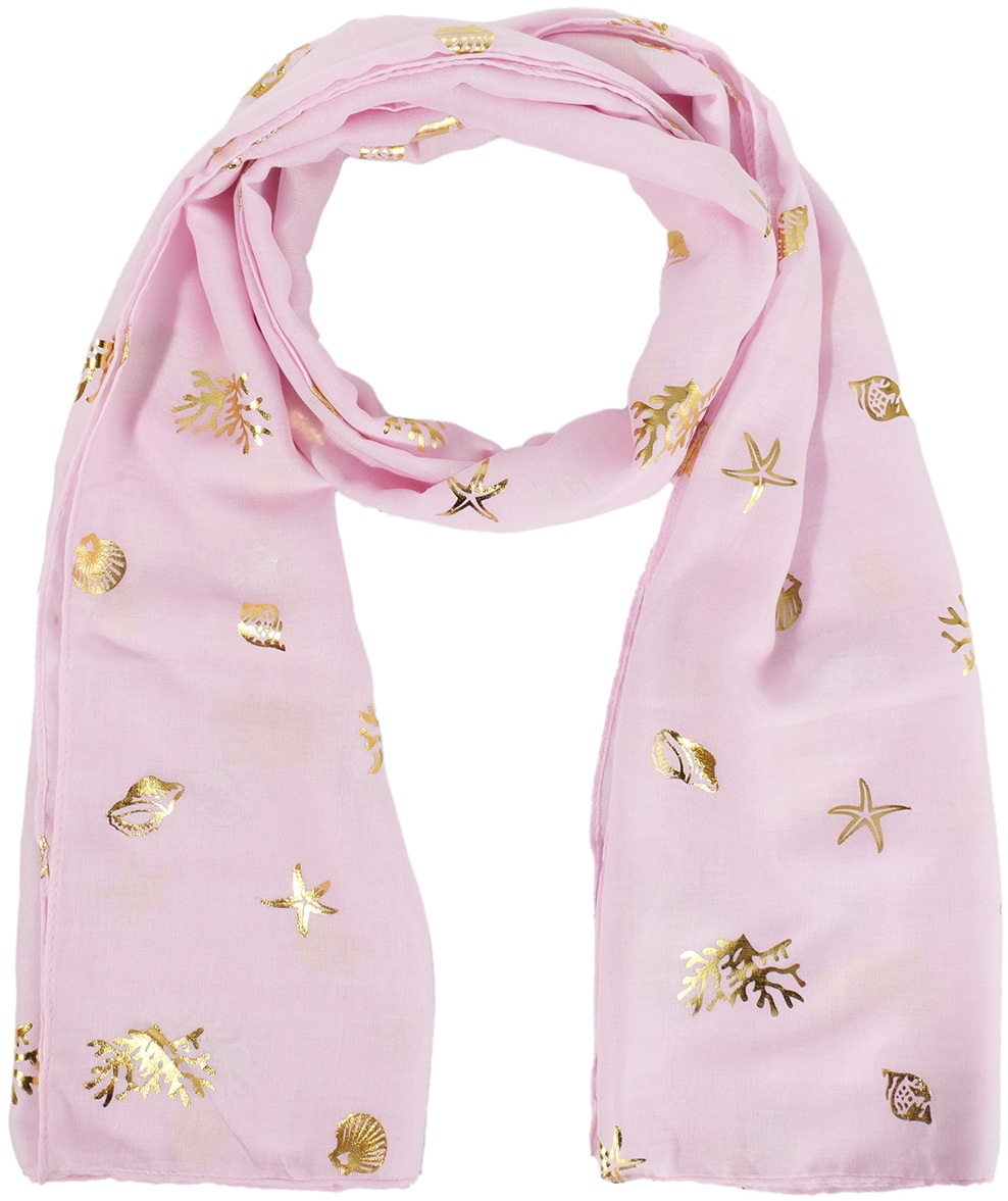 X-M9.2  SCARF1110-002-5 Summer Scarf Shells 180x70cm Pink
