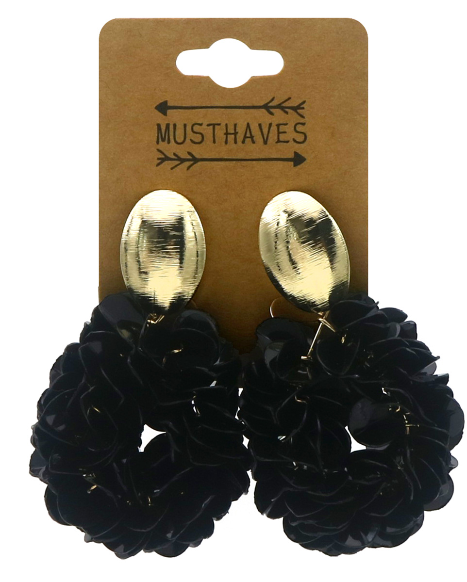 G-A23.1 E2591-141-1 Fashion Earrings Shiny 6.5x4cm Black