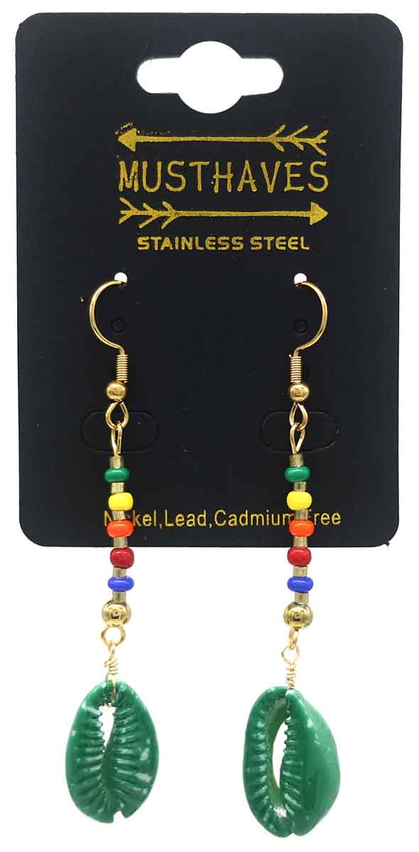 A-E17.4 E221-585-2 S. Steel Earrings Shell Green