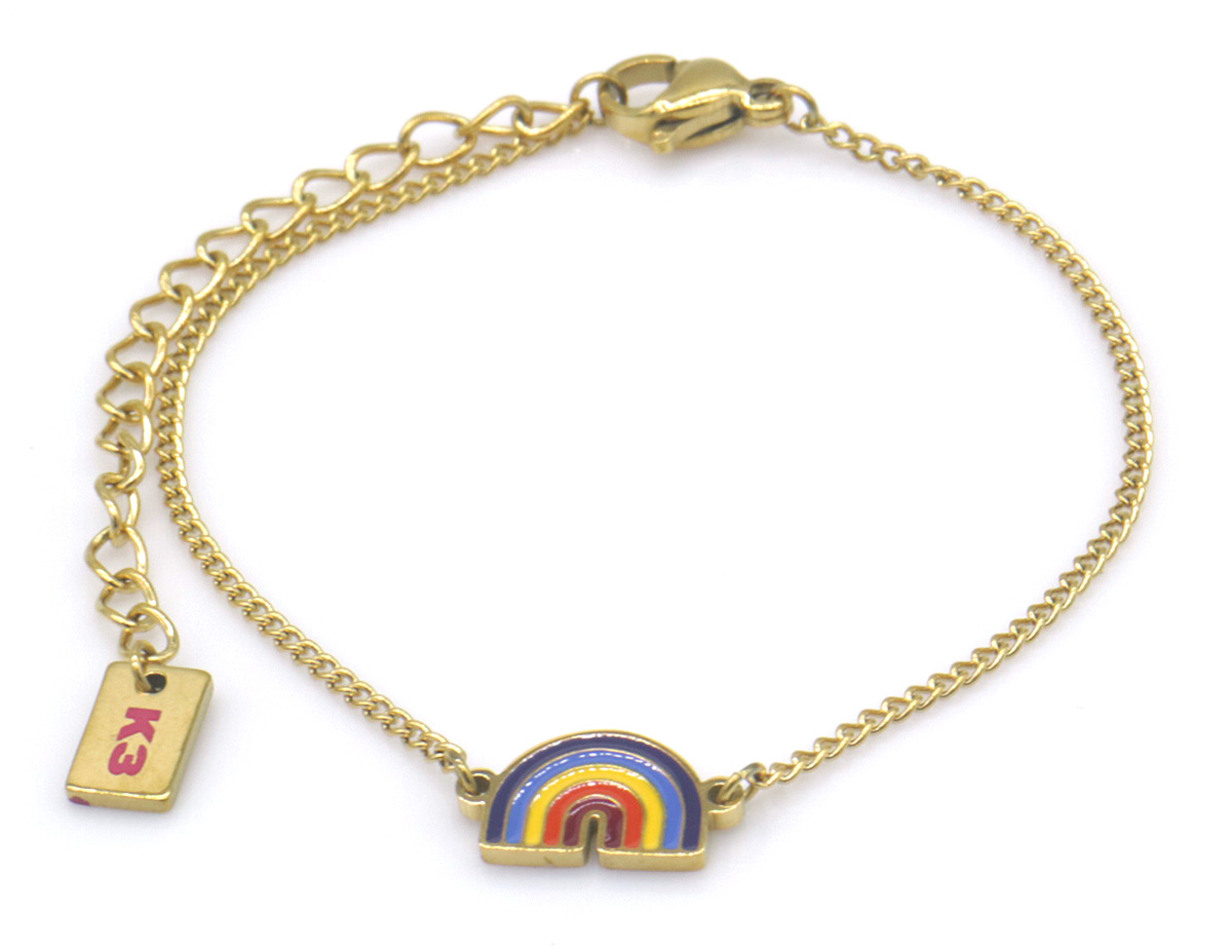 K3-RBB008 S. Steel Bracelet Rainbow