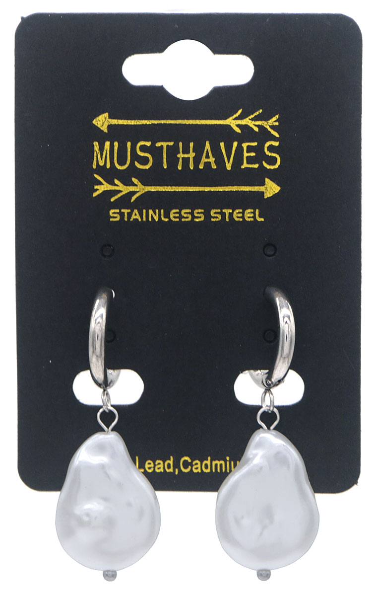 G-A5.5 E103-229S S. Steel Earrings Pearl 3.5cm