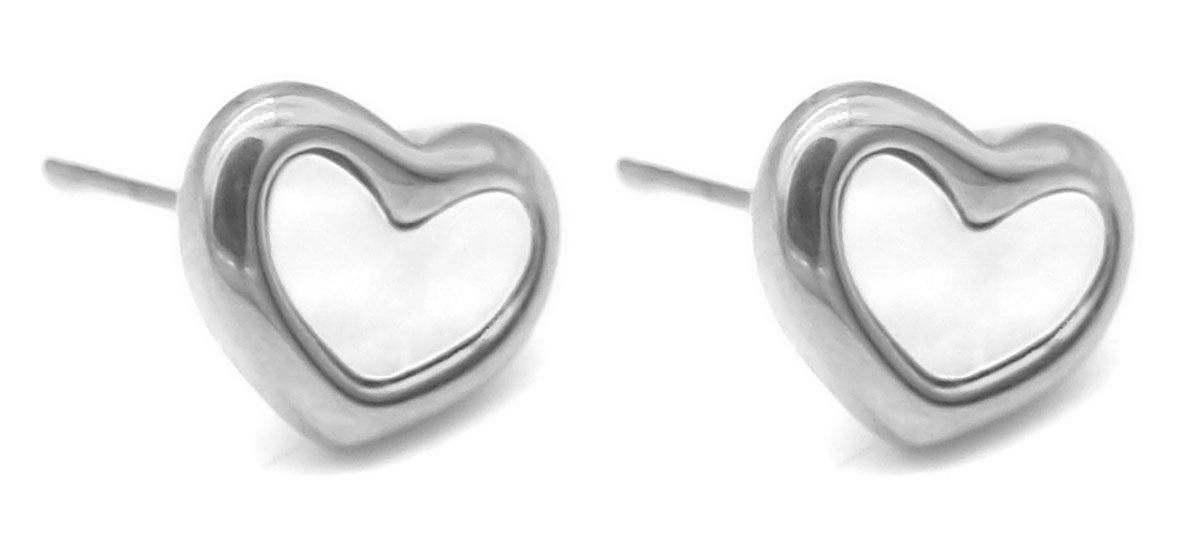 G-B7.3 E103-015S S. Steel Studs 1cm  Heart MOP