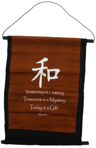 I-A18.3 Cotton Banner Budha Quote 48x33cm