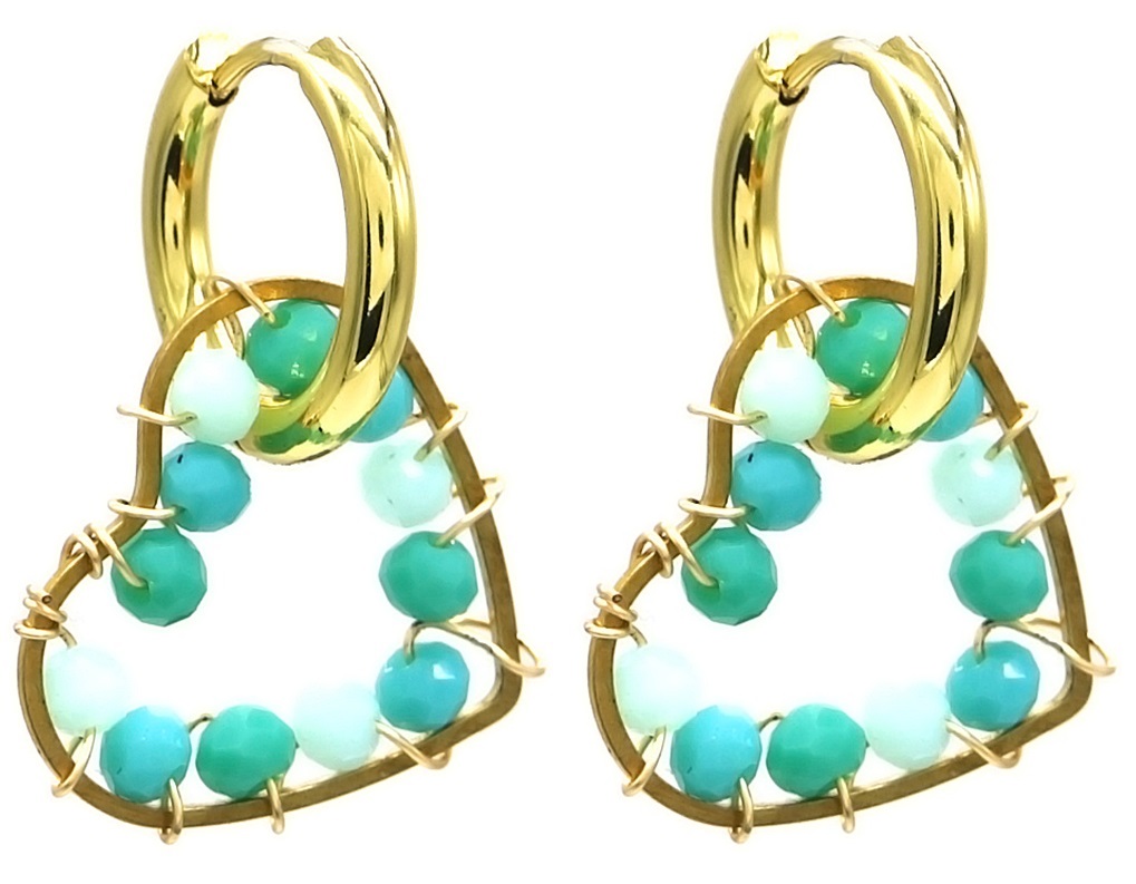 E-D17.2 E221-417G S. Steel Earrings Heart 1.5x3cm Blue