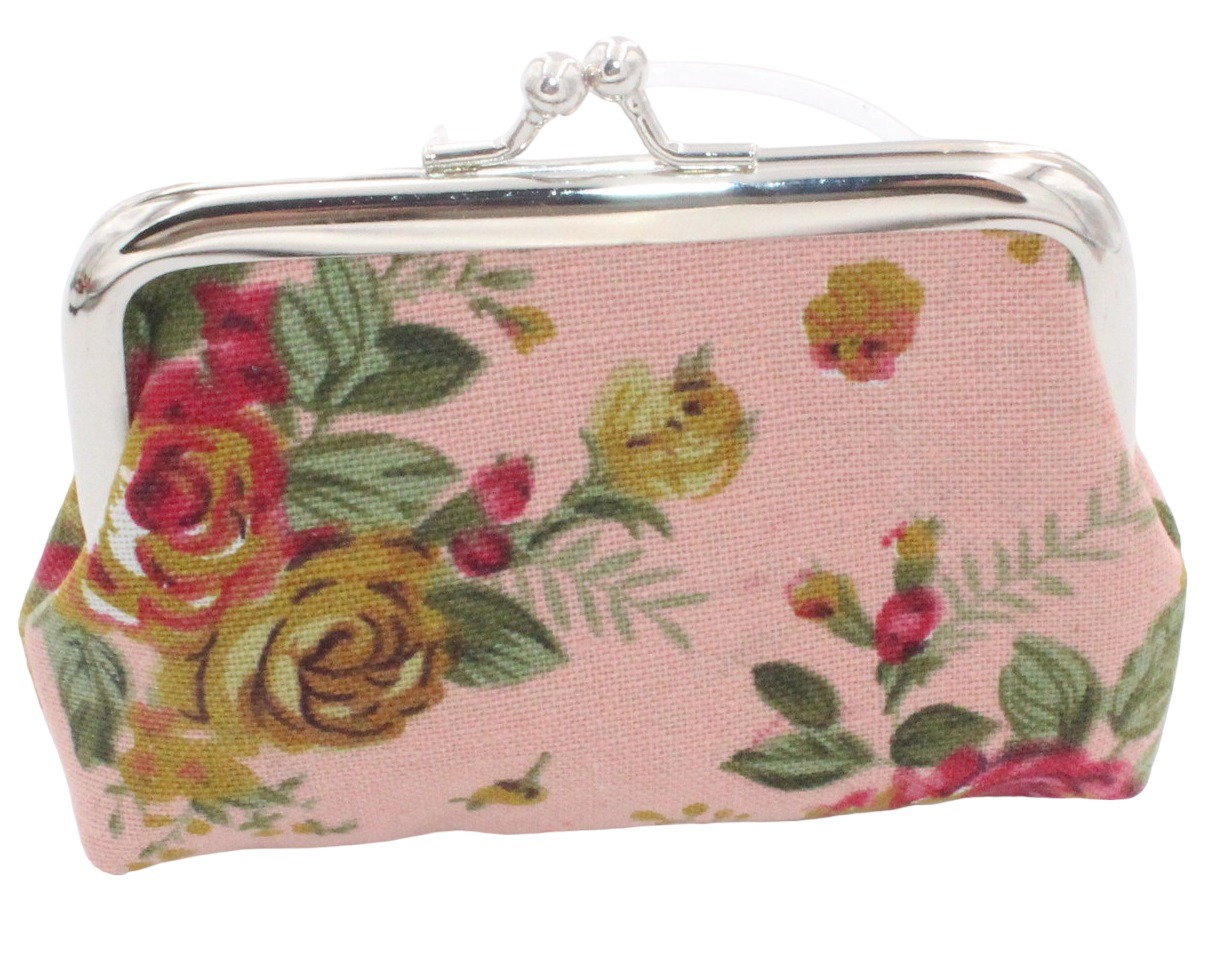 X-J7.2 WA100-004 Small PU Wallet Flowers  10x7cm Pink