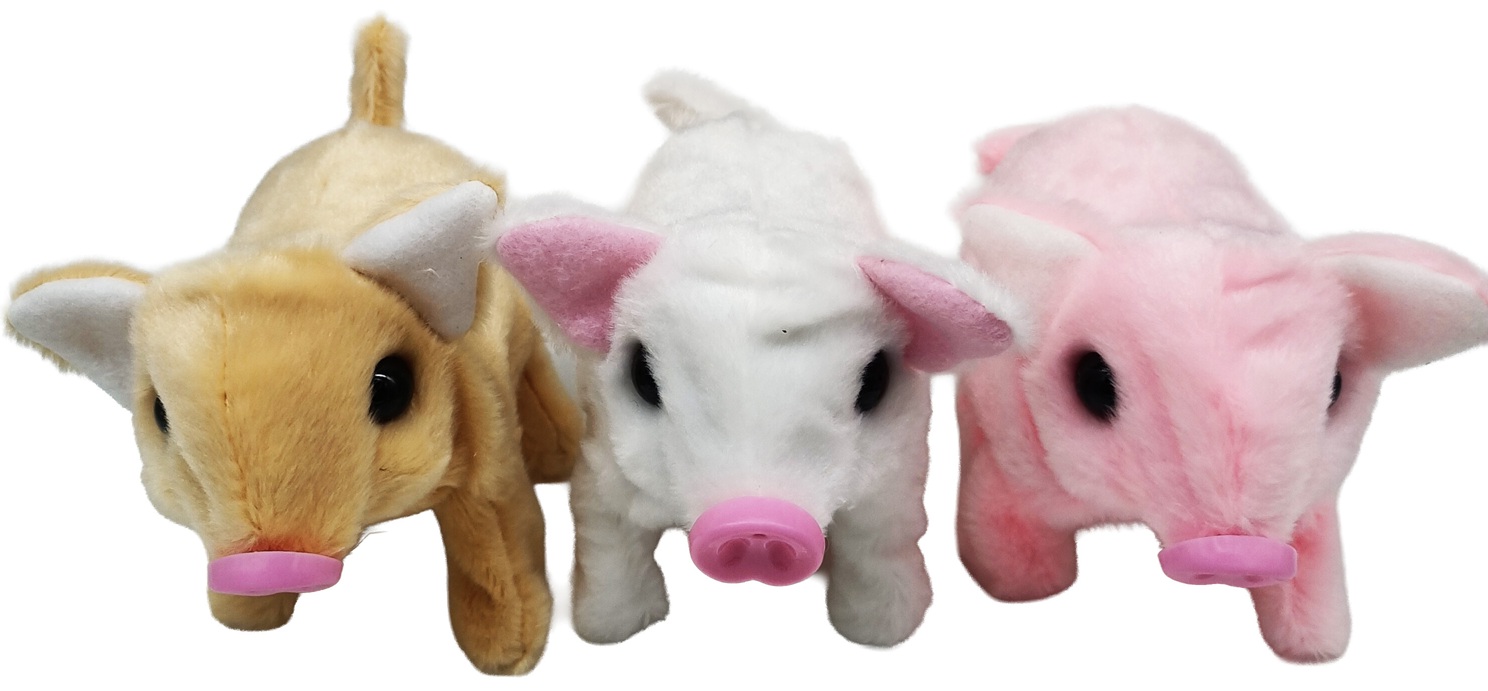 L-F7.1 TOY1149-009 Walking Pig 15cm Movement-Sound - Mixed Colors - 1pc