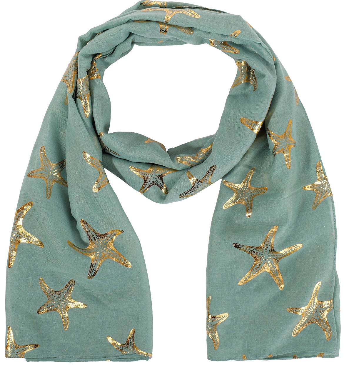 X-K8.2 SCARF1110-003-6 Summer Scarf Starfish 180x70cm Green