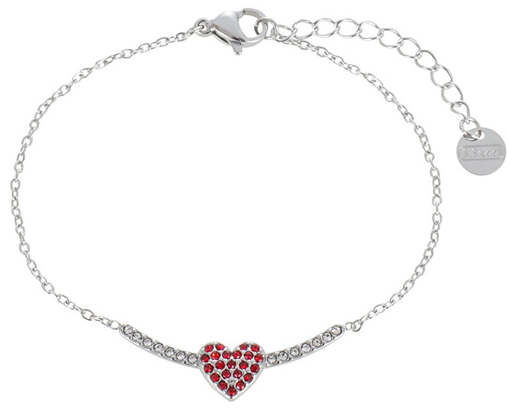 D-B18.4 B1160-001S S. Steel Bracelet Heart Crystals - 16 - 21cm