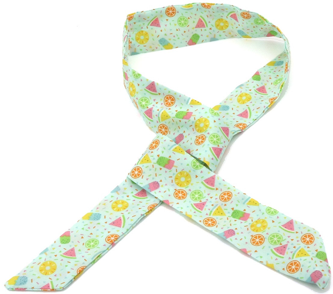 I-C4.3 H1130-001-9 Hair Ribbon Fruits 85x3.5cm Blue