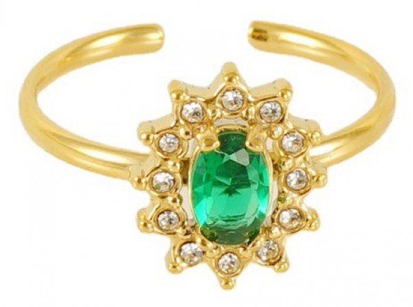 H-D16.1  R77-010G-34 S. Steel Ring Adjustable CZ Green