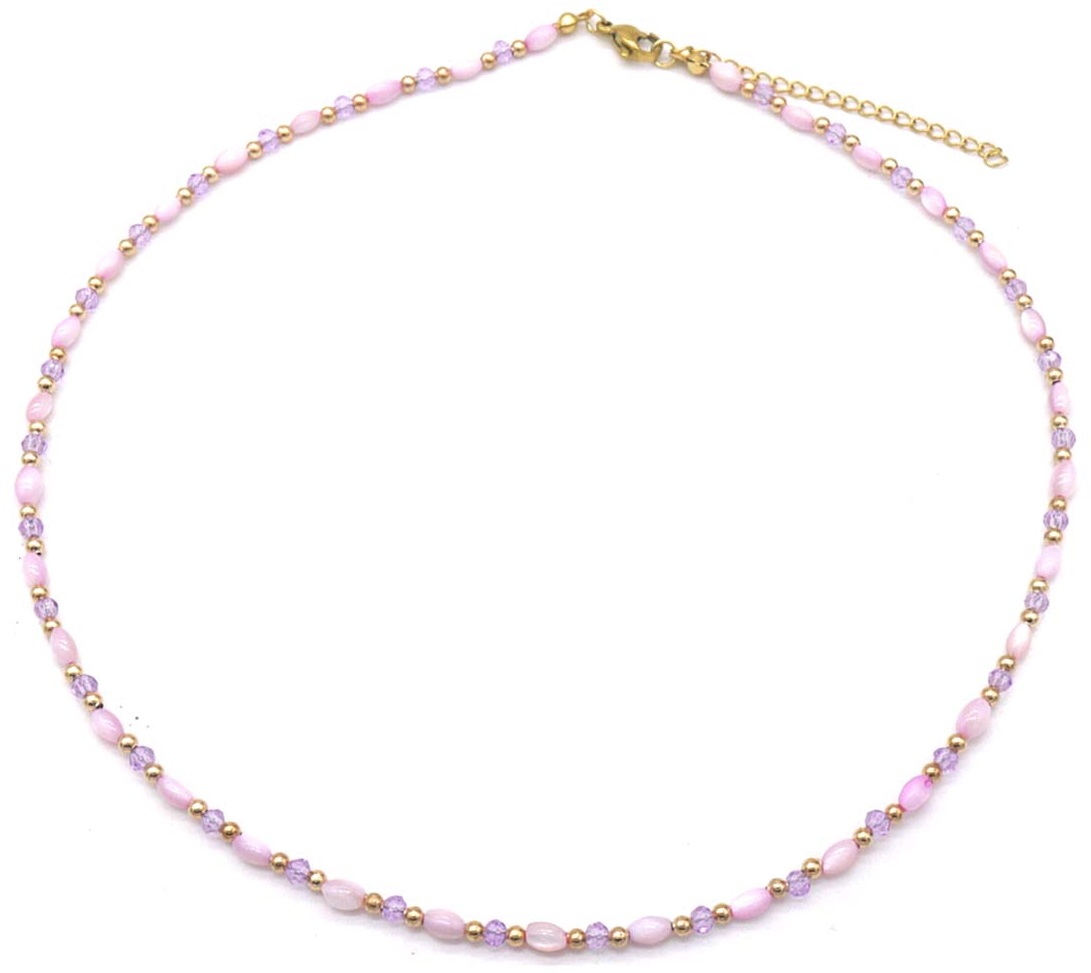 B-E6.4 N830-027-2 S. Steel Necklace Purple