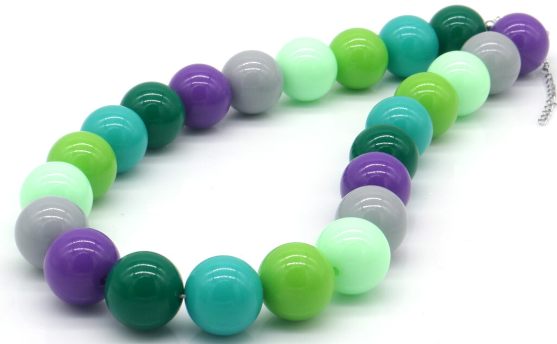 G-E23.1  N2582-001-5 Necklace Multi Color 18mm Beads 40 - 45cm