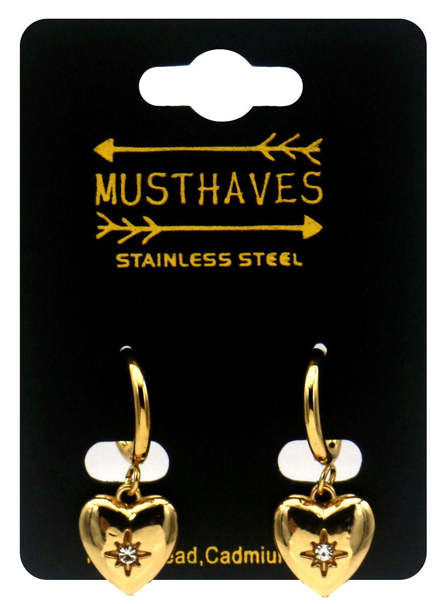 B-E4.5 E2612-206G S. Steel Earrings Heart 3x1.2cm