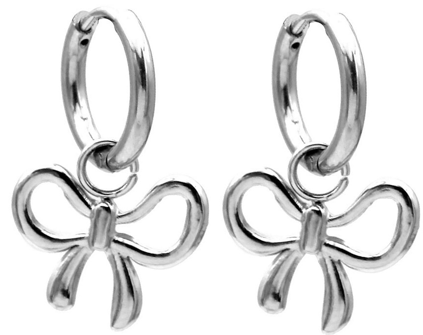 A-C7.4 E2612-255S S. Steel Earrings Bow 2.5x1.2cm