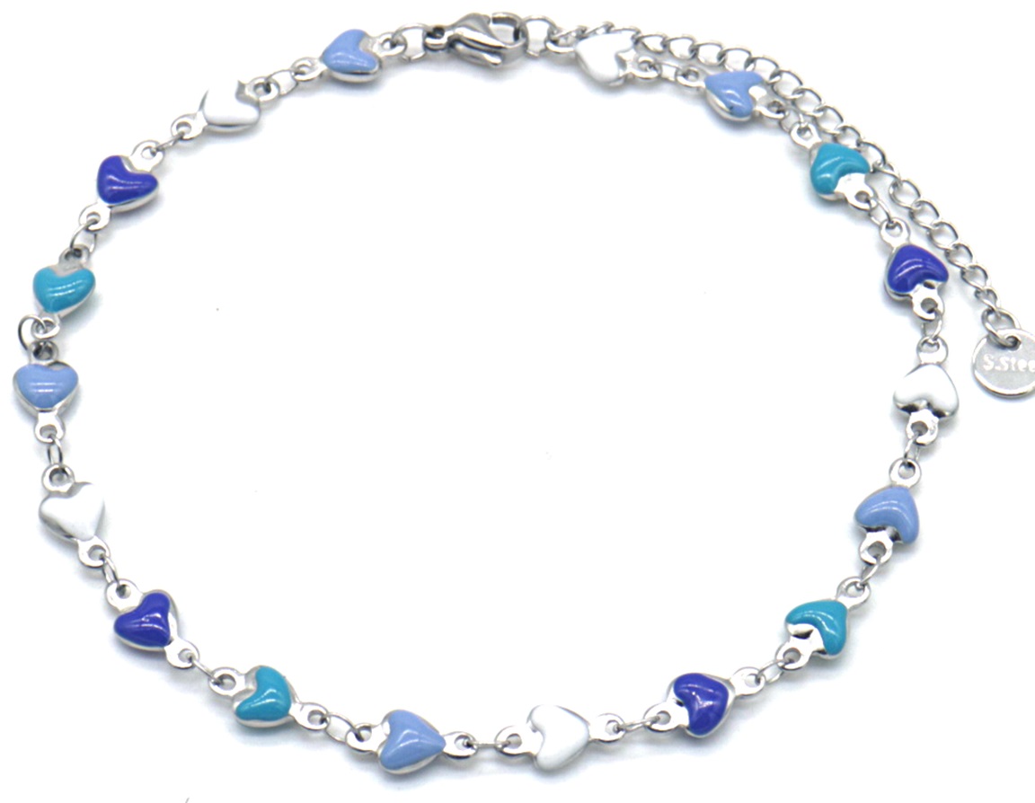 I-F21.2 ANK835-008S S.Steel Anklet Hearts 
