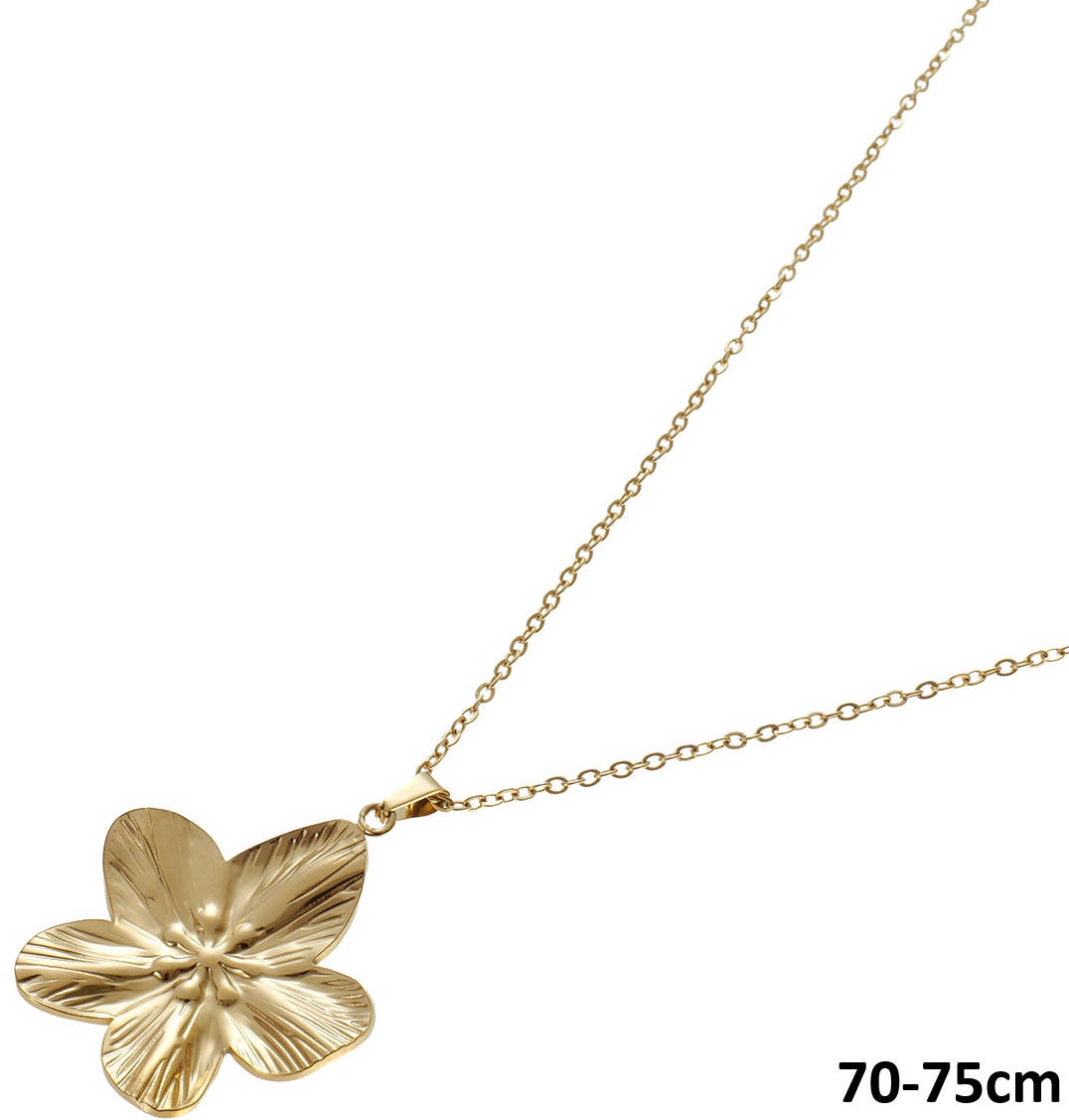 I-D19.2 N2618-043G S. Steel Necklace Flower 70-75cm Long