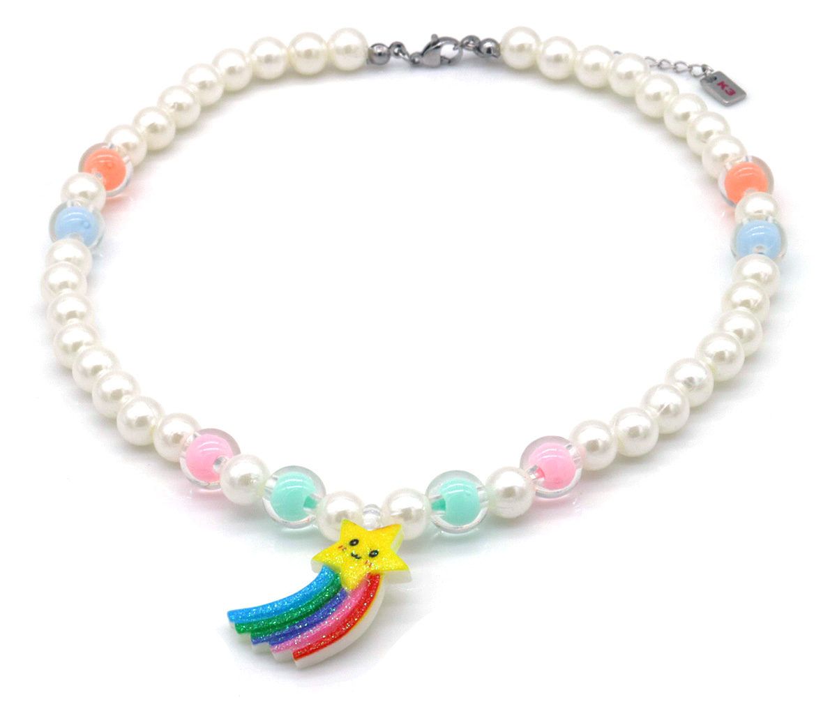 B-F1.2 K3-ZSN025 Bijoux Ketting Wit met Ster