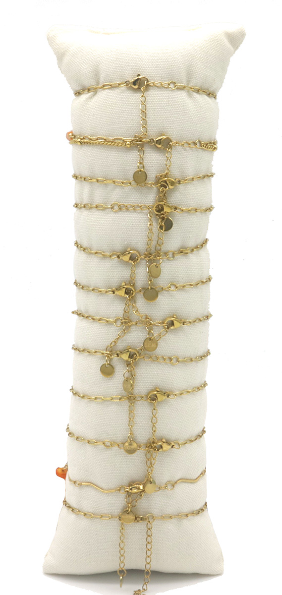 E-B14.1  B221-496 Stainless Steel Bracelet Set on Pillow - 12pcs